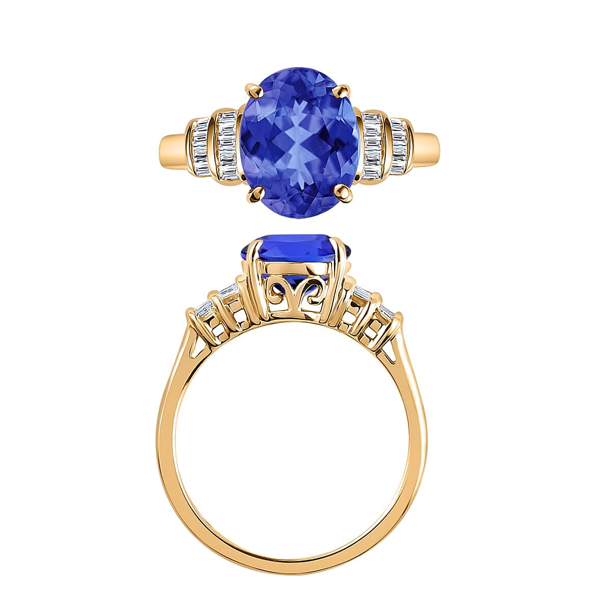 Rhapsody AAAA Tanzanite and E-F VS2 Diamond 3.15 ctw Ring in 18K Yellow Gold (Size 11.5) (Del. in 10-12 Days) image number 3