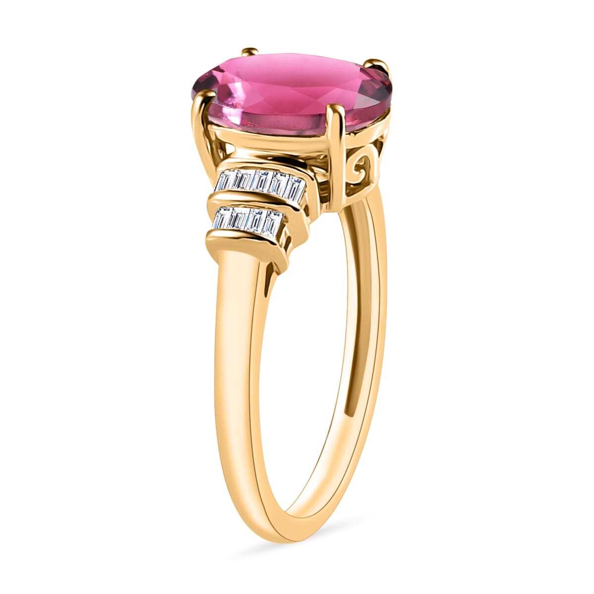 Rhapsody AAAA Ouro Fino Rubellite and E-F VS2 Diamond 2.60 ctw Ring in 18K Yellow Gold (Size 11.5) image number 2