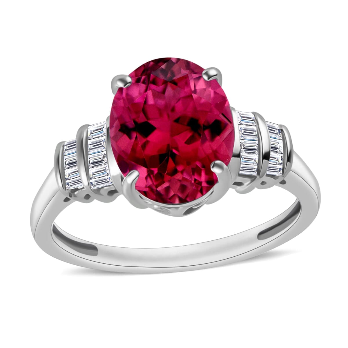 Rhapsody AAAA Ouro Fino Rubellite and E-F VS2 Diamond 2.60 ctw Ring in 18K White Gold (Size 10.0) image number 0