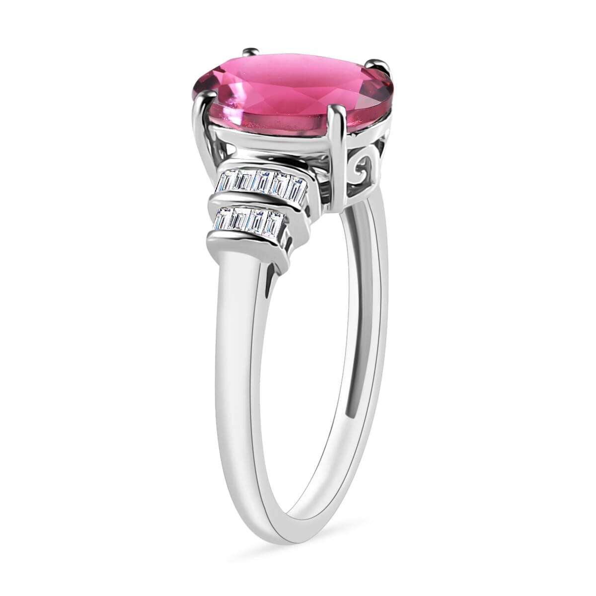 Rhapsody AAAA Ouro Fino Rubellite and E-F VS2 Diamond 2.60 ctw Ring in 18K White Gold (Size 8.5) image number 2