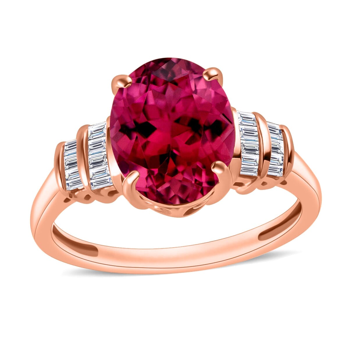 Rhapsody AAAA Ouro Fino Rubellite and E-F VS2 Diamond 2.60 ctw Ring in 18K Rose Gold (Size 5.0) image number 0