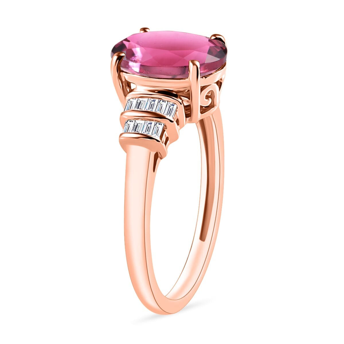 Rhapsody AAAA Ouro Fino Rubellite and E-F VS2 Diamond 2.60 ctw Ring in 18K Rose Gold (Size 5.0) image number 2