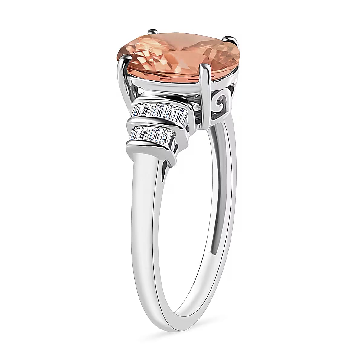 Rhapsody AAAA Pink Morganite and E-F VS2 Diamond 2.50 ctw Ring in 18K White Gold (Size 10.0) (Del. in 10-12 Days) image number 2