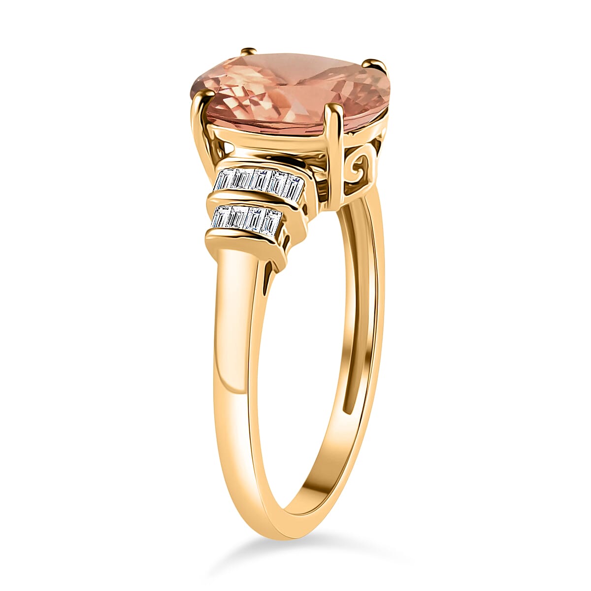 Rhapsody AAAA Pink Morganite and E-F VS2 Diamond 2.50 ctw Ring in 18K Yellow Gold (Size 10.0) (Del. in 10-12 Days) image number 3