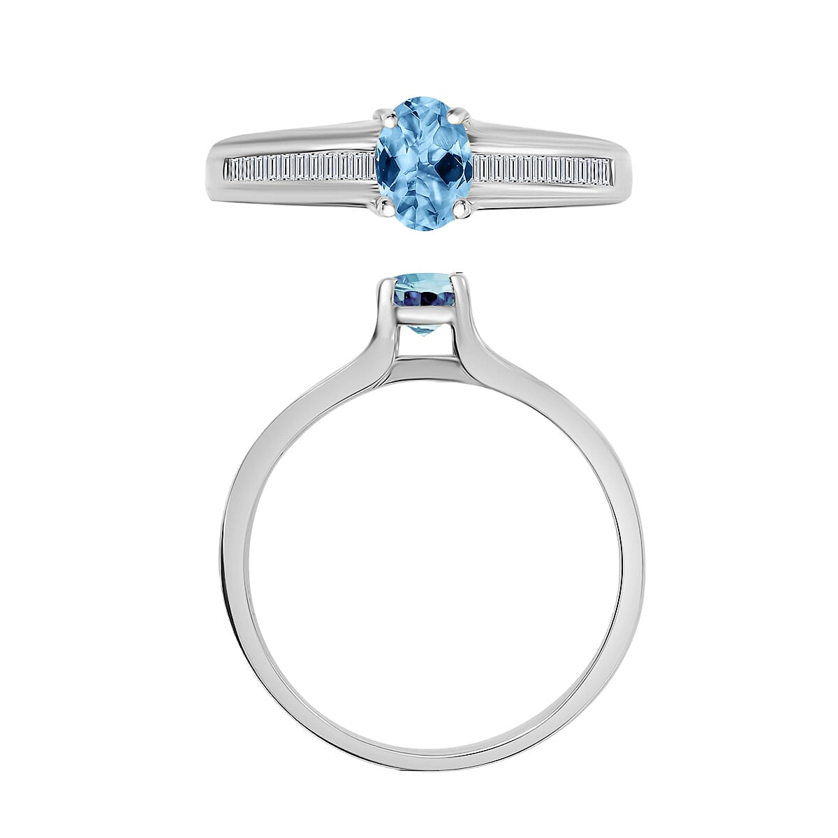 Rhapsody 18K W Gold  AAAA   Santamaria Aquamarine ,  White Diamond  EF, VS Ring ,  Gold Wt. 4.65 g 1.05 ctw (Del. in 10-12 Days) image number 3