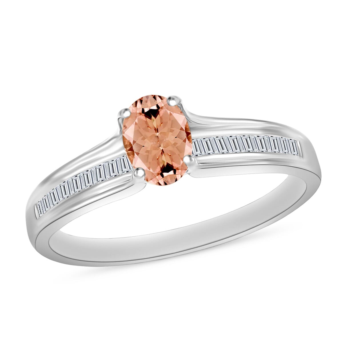 Rhapsody 18K W Gold  AAAA   Pink Morganite ,  White Diamond  EF, VS Ring ,  Gold Wt. 4.65 g 1.04 ctw image number 0