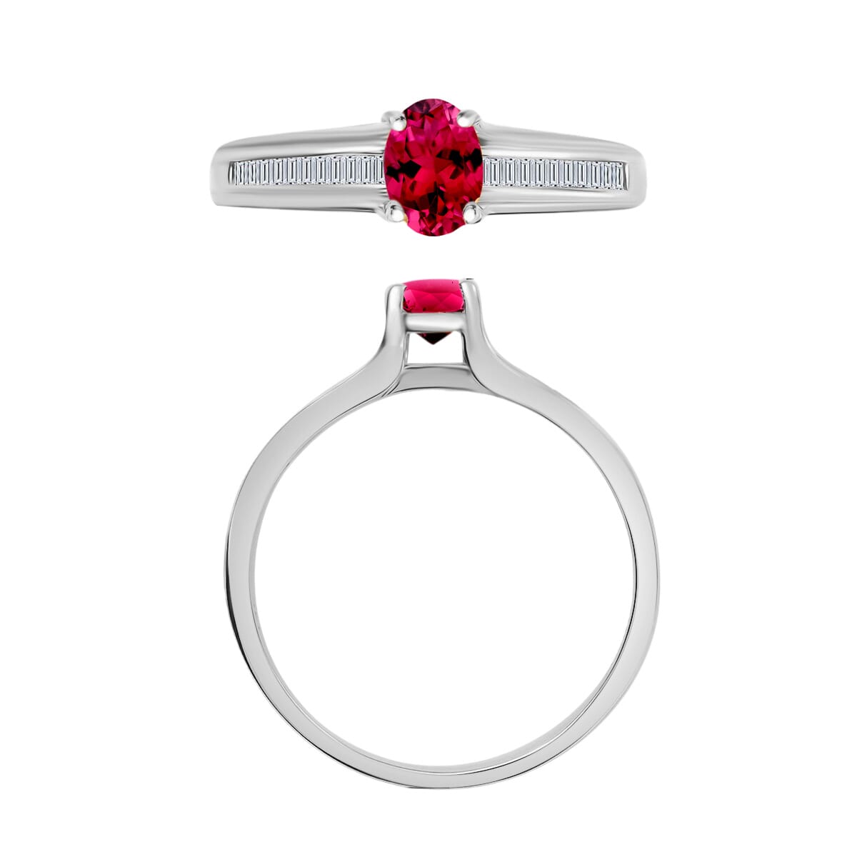 Rhapsody 18K W Gold  AAAA   Mozambique Ruby ,  White Diamond  EF, VS Ring ,  Gold Wt. 4.65 g 1.02 ctw image number 3