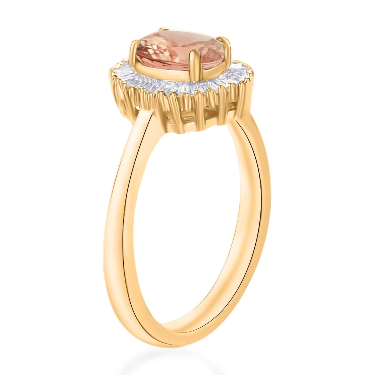 Rhapsody AAAA Pink Morganite and E-F VS2 Diamond 1.00 ctw Ring in 18K Yellow Gold (Size 10.0) image number 2