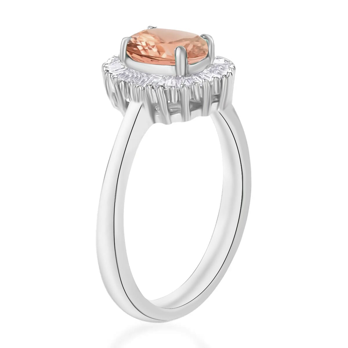 Rhapsody AAAA Pink Morganite and E-F VS2 Diamond 1.00 ctw Ring in 18K White Gold (Size 10.0) image number 2