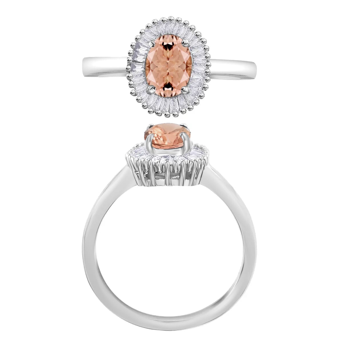 Rhapsody AAAA Pink Morganite and E-F VS2 Diamond 1.00 ctw Ring in 18K White Gold (Size 10.0) image number 3
