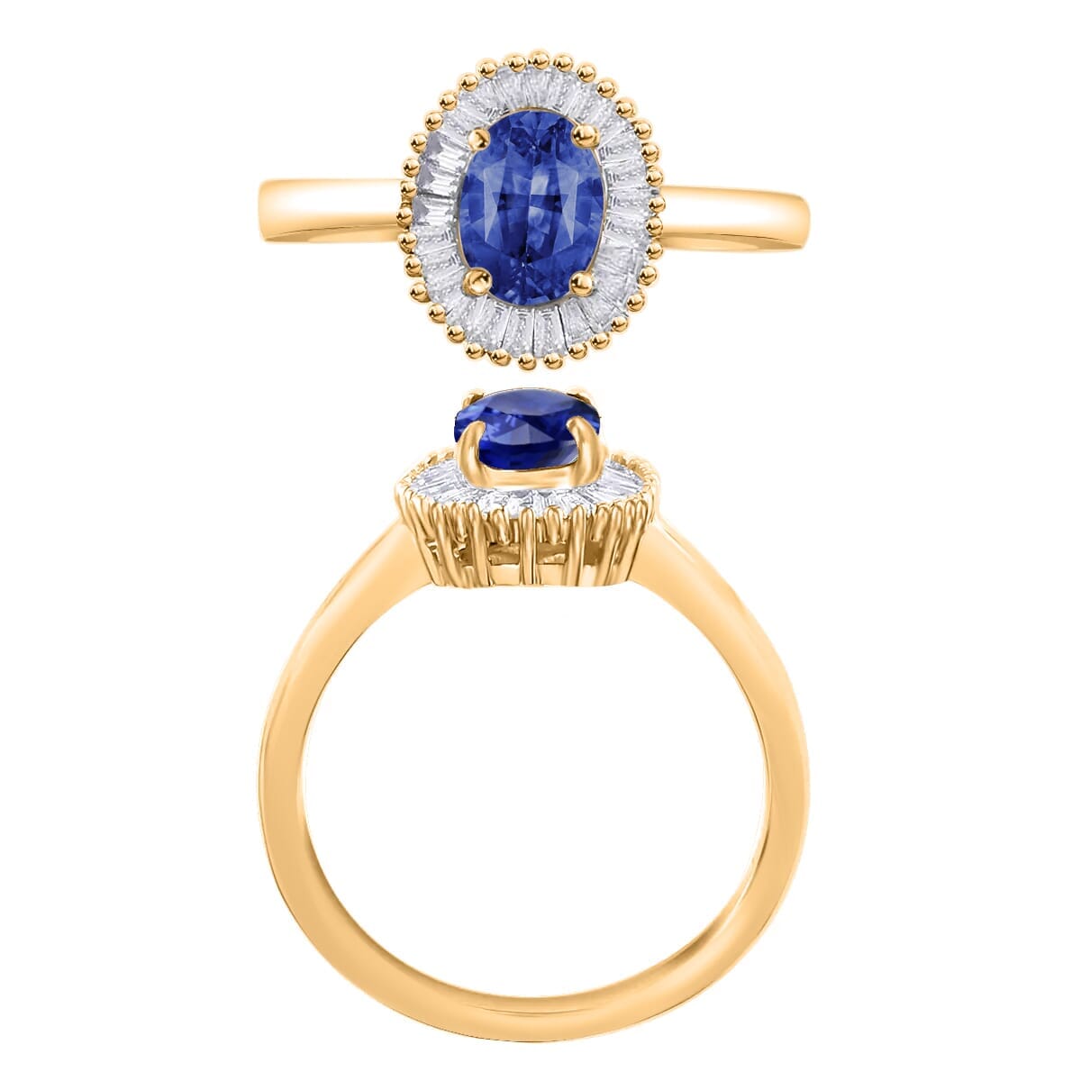 Rhapsody AAAA Ceylon Blue Sapphire and E-F VS2 Diamond 1.20 ctw Ring in 18K Yellow Gold (Size 10.0) image number 3