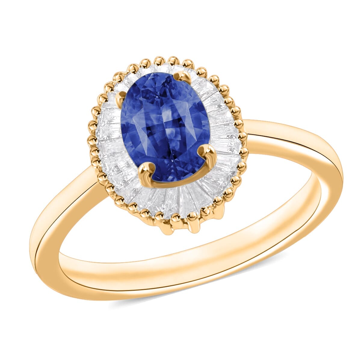 Rhapsody AAAA Ceylon Blue Sapphire and E-F VS2 Diamond 1.20 ctw Ring in 18K Yellow Gold (Size 4.0) image number 0