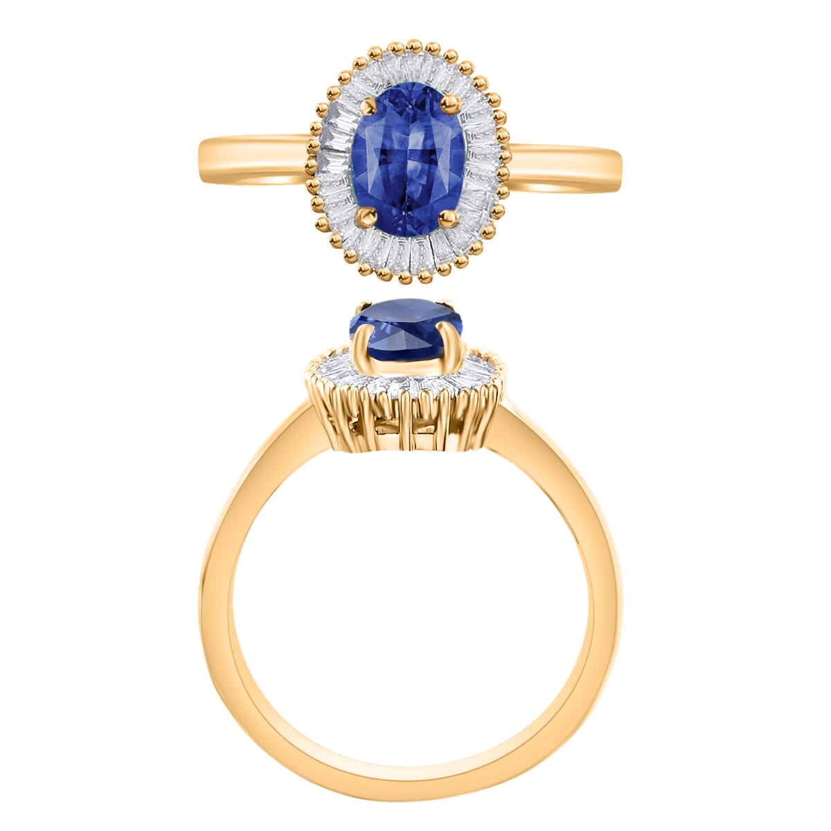 Rhapsody AAAA Ceylon Blue Sapphire and E-F VS2 Diamond 1.20 ctw Ring in 18K Yellow Gold (Size 7.0) image number 3