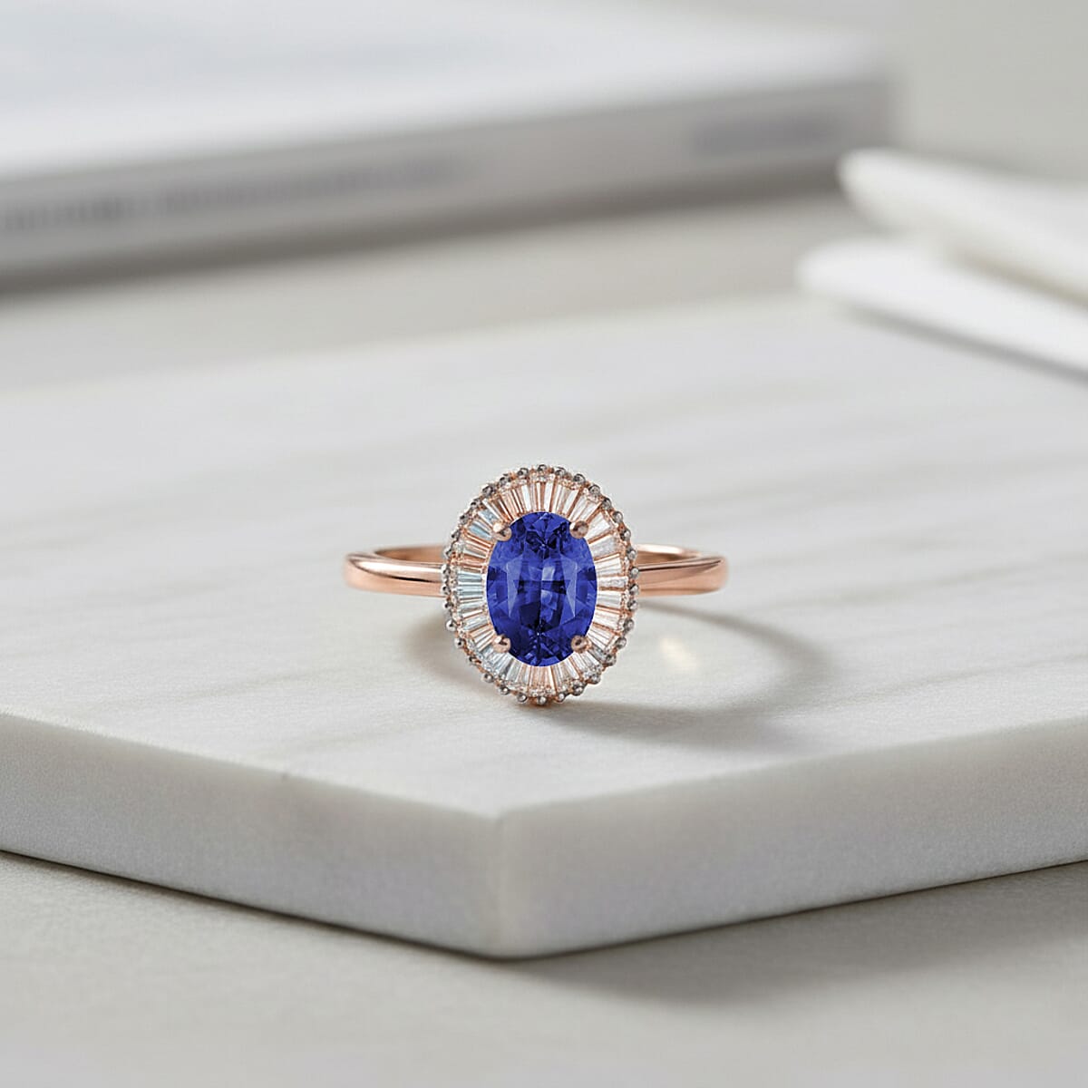 Rhapsody AAAA Ceylon Blue Sapphire and E-F VS2 Diamond 1.20 ctw Ring in 18K Rose Gold (Size 5.0) (Del. in 10-12 Days) image number 1