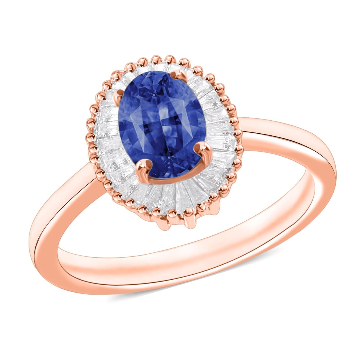 Rhapsody AAAA Ceylon Blue Sapphire and E-F VS2 Diamond 1.20 ctw Ring in 18K Rose Gold (Size 8.0) image number 0