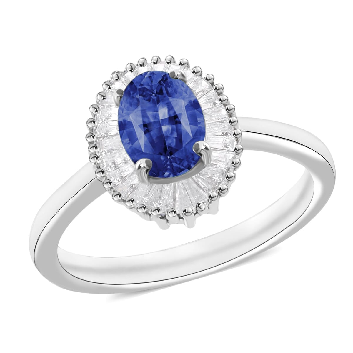 Rhapsody AAAA Ceylon Blue Sapphire and E-F VS2 Diamond 1.20 ctw Ring in 18K White Gold (Size 7.5) image number 0