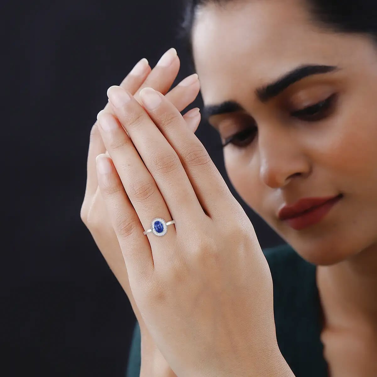 Rhapsody AAAA Ceylon Blue Sapphire and E-F VS2 Diamond 1.20 ctw Ring in 18K White Gold (Size 7.5) image number 1