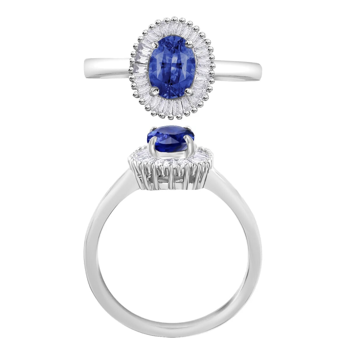 Rhapsody AAAA Ceylon Blue Sapphire and E-F VS2 Diamond 1.20 ctw Ring in 18K White Gold (Size 9.5) image number 3