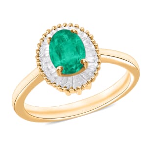 Rhapsody AAAA Kagem Zambian Emerald and E-F VS2 Diamond 1.00 ctw Ring in 18K Yellow Gold (Size 10.0)