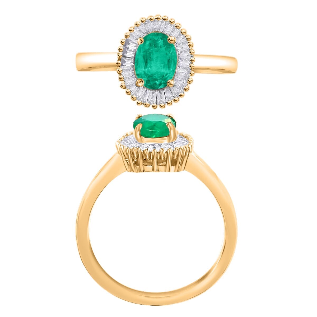 Rhapsody AAAA Kagem Zambian Emerald and E-F VS2 Diamond 1.00 ctw Ring in 18K Yellow Gold (Size 10.0) image number 3