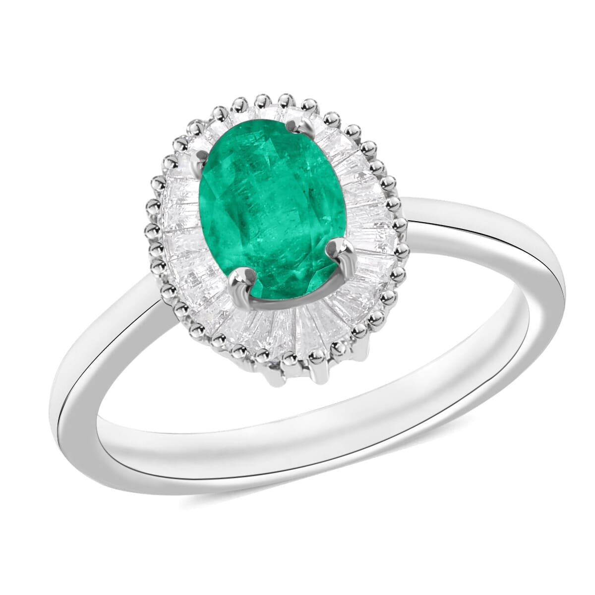 Rhapsody AAAA Kagem Zambian Emerald and E-F VS2 Diamond 1.00 ctw Ring in 18K White Gold (Size 10.0) image number 0
