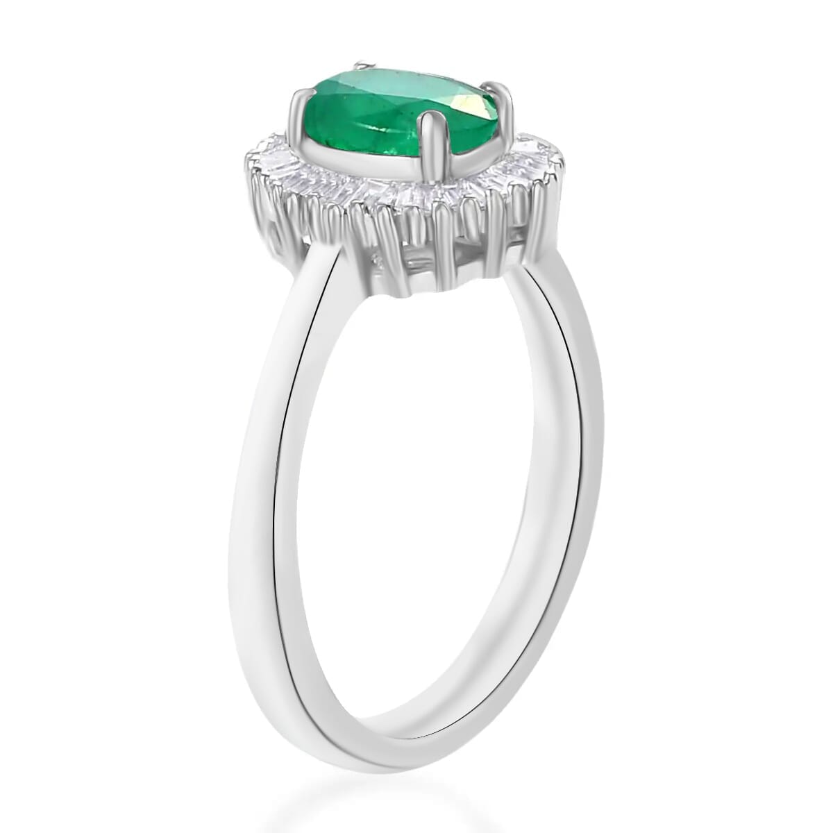 Rhapsody AAAA Kagem Zambian Emerald and E-F VS2 Diamond 1.00 ctw Ring in 18K White Gold (Size 10.0) image number 2