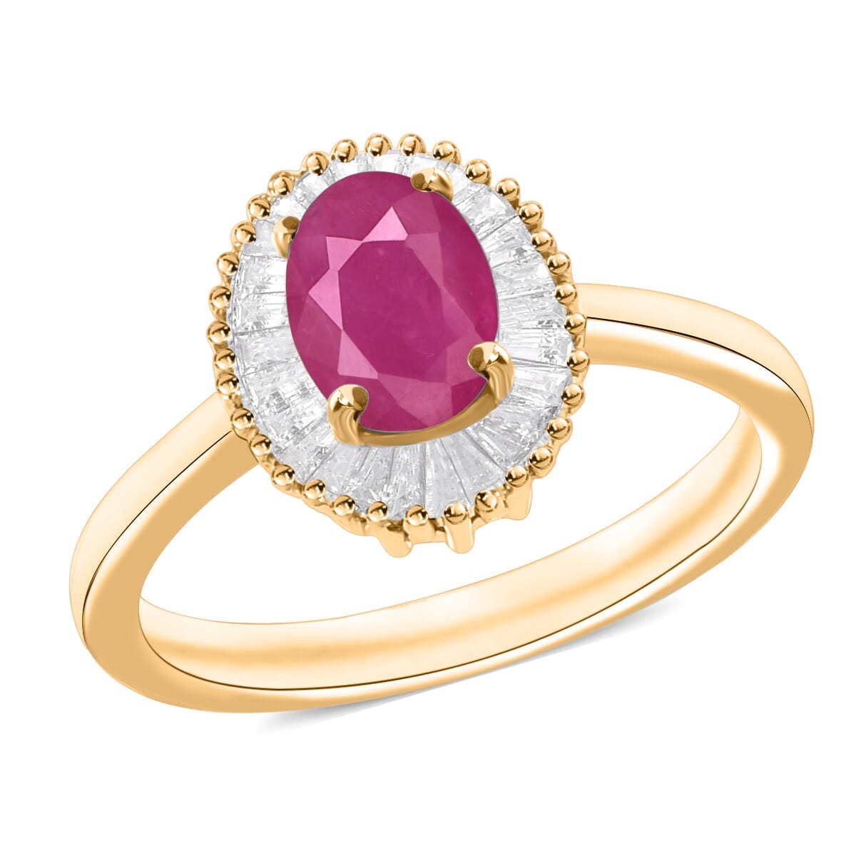 Rhapsody AAAA Mozambique Ruby and E-F VS2 Diamond 1.30 ctw Ring in 18K Yellow Gold (Size 11.0) image number 0