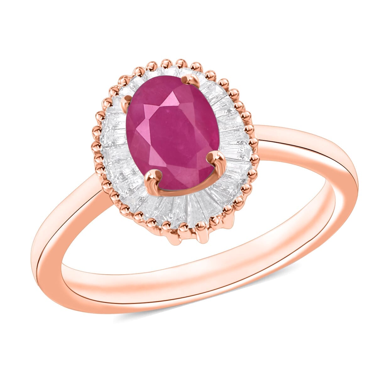 Rhapsody AAAA Mozambique Ruby and E-F VS2 Diamond 1.30 ctw Ring in 18K Rose Gold (Size 6.5) image number 0