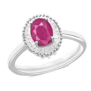 Rhapsody AAAA Mozambique Ruby and E-F VS2 Diamond 1.30 ctw Ring in 18K White Gold (Size 10.0)