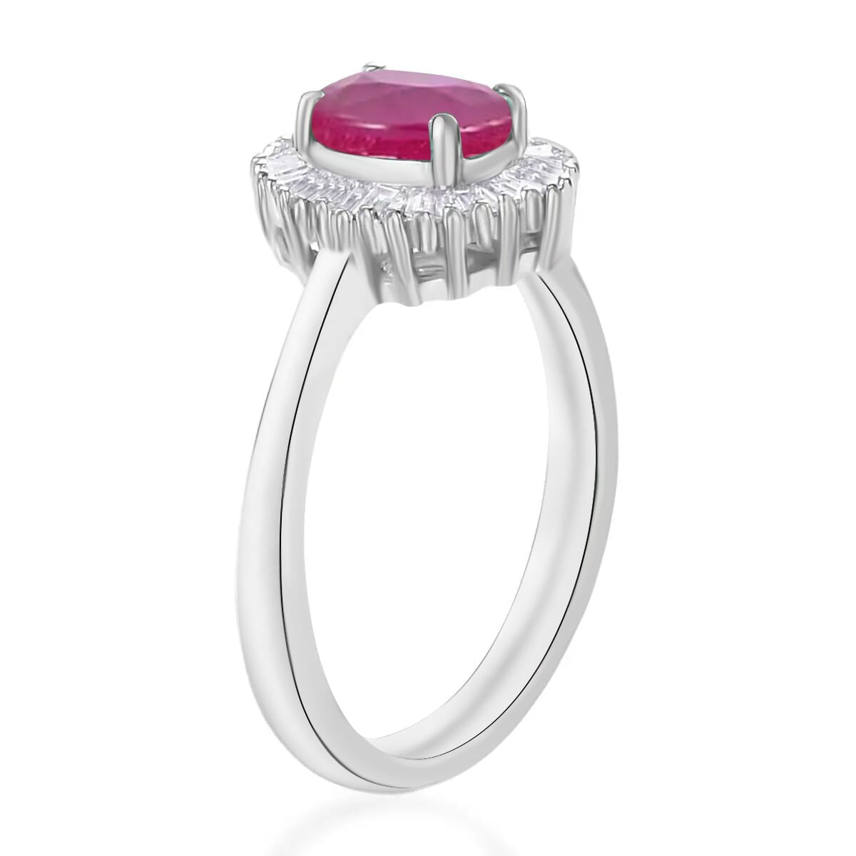 Rhapsody AAAA Mozambique Ruby and E-F VS2 Diamond 1.30 ctw Ring in 18K White Gold (Size 12.0) image number 2