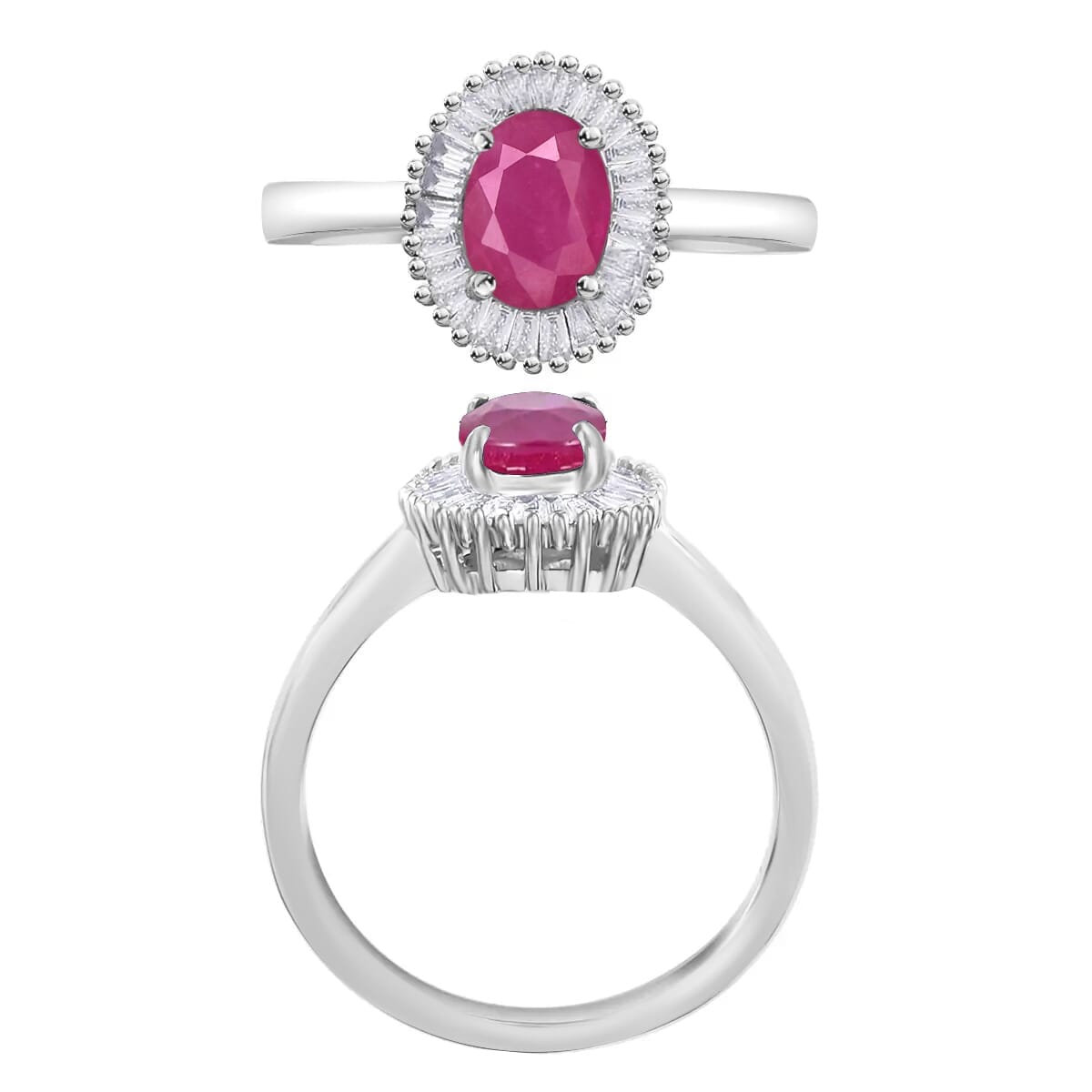 Rhapsody AAAA Mozambique Ruby and E-F VS2 Diamond 1.30 ctw Ring in 18K White Gold (Size 12.0) image number 3