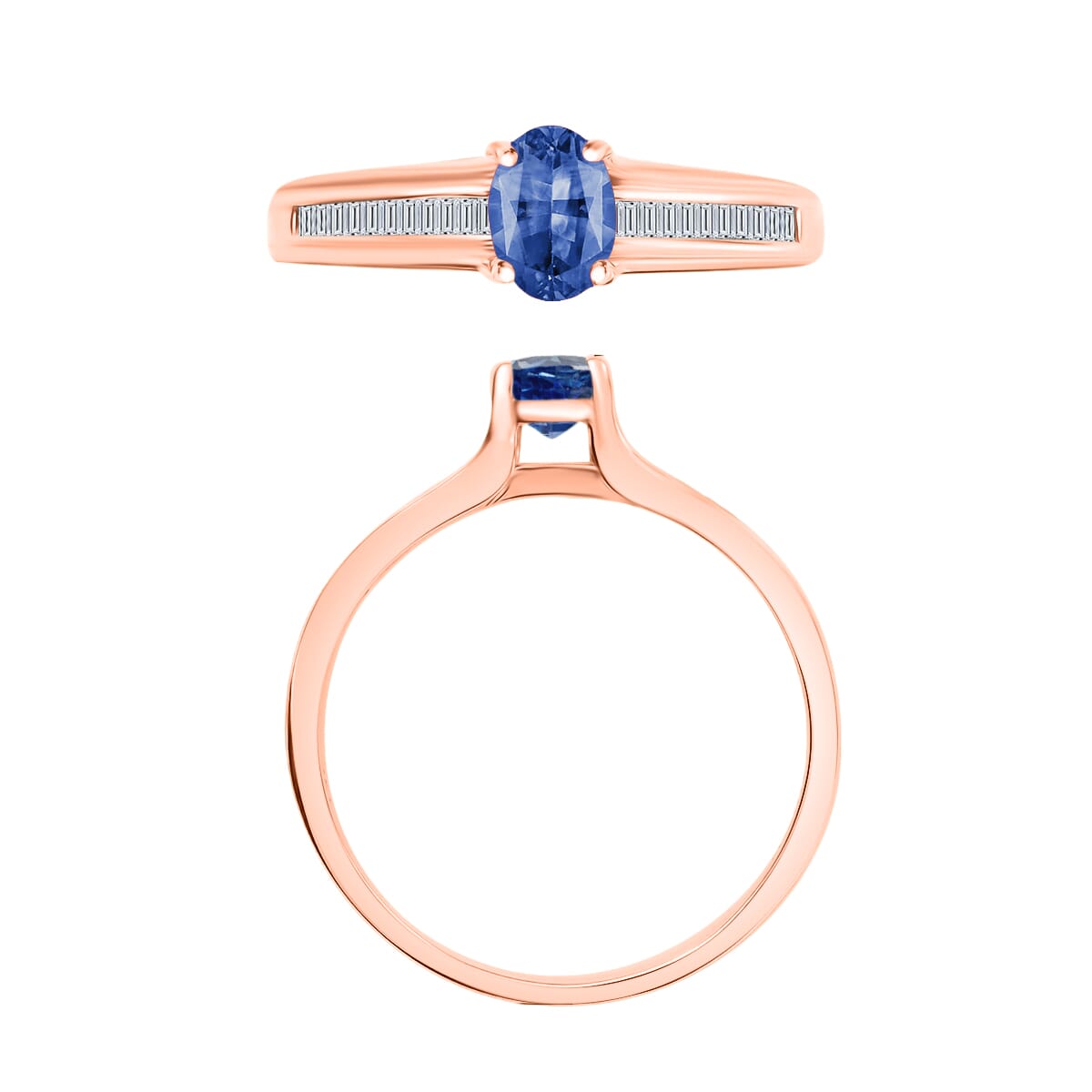 Rhapsody 18K Rose Gold  AAAA   Blue Ceylon Sapphire ,  White Diamond  EF, VS Ring ,  Gold Wt. 4.65 g 1.20 ctw image number 3