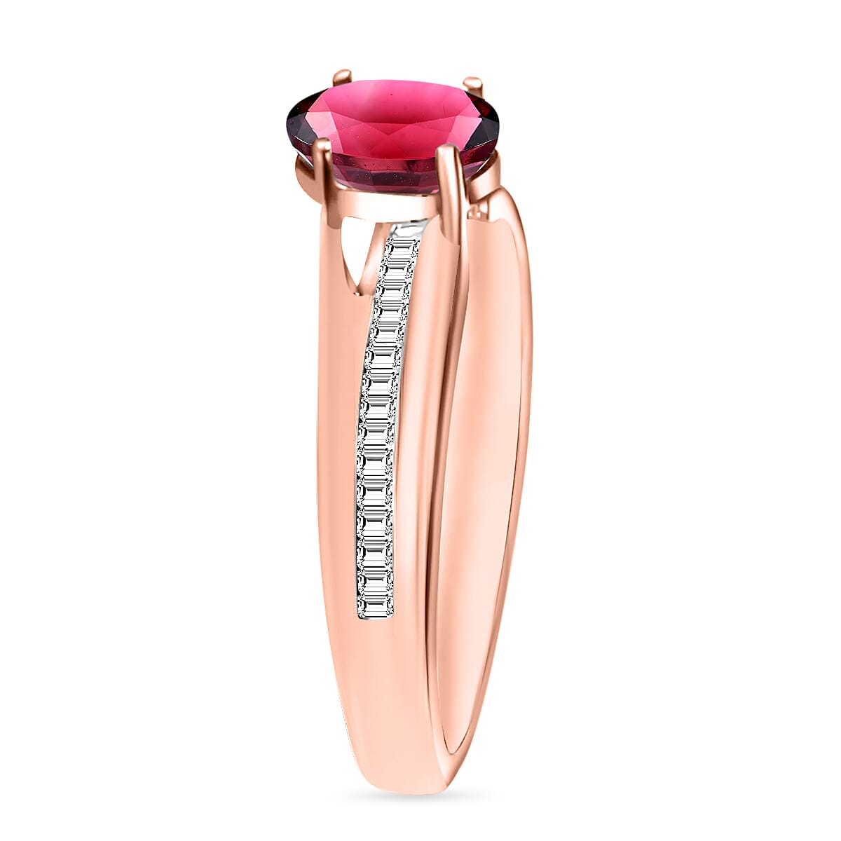 Rhapsody 18K Rose Gold  AAAA   Rubellite ,  White Diamond  EF, VS Ring ,  Gold Wt. 4.65 g 1.03 ctw (Del. in 10-12 Days) image number 2