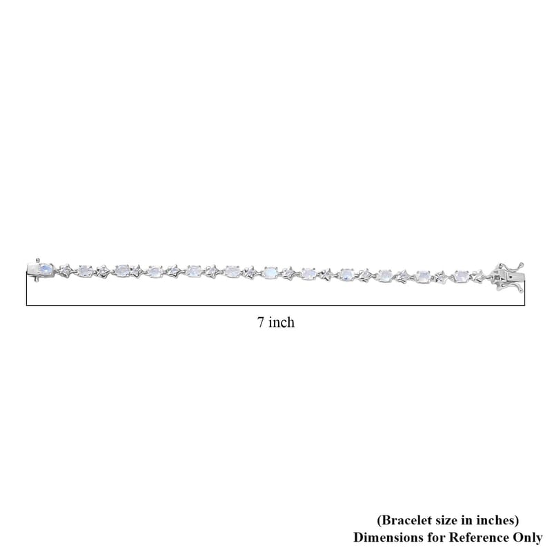 Karis Moon Glow Moonstone 5.25 ctw Moon and Star Bracelet in Platinum Bond (6.50 In)