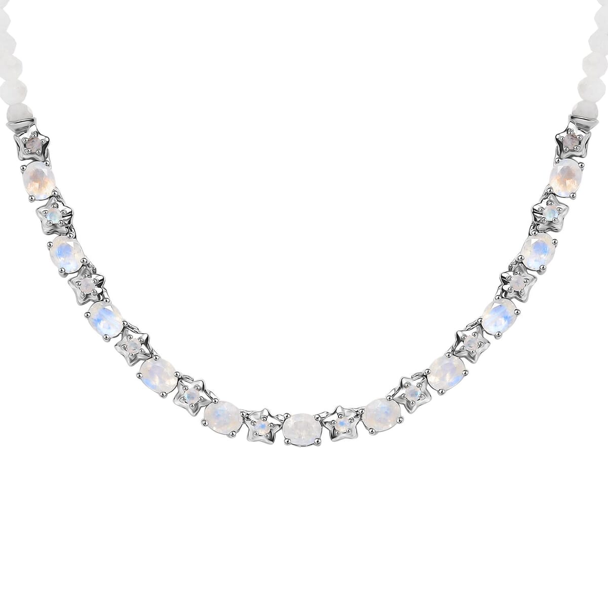 Karis Moon Glow Moonstone and Moonstone 29.75 ctw Necklace 18 Inches in Platinum Bond image number 0