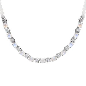Karis Moon Glow Moonstone and Moonstone 29.75 ctw Necklace 18 Inches in Platinum Bond