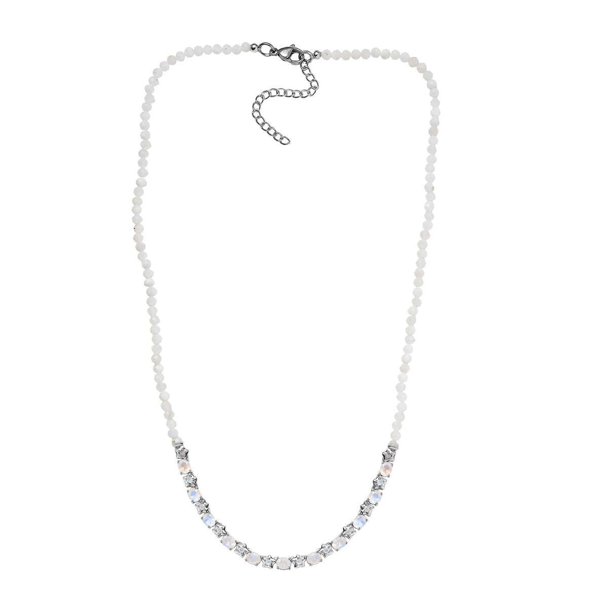 Karis Moon Glow Moonstone and Moonstone 29.75 ctw Necklace 18 Inches in Platinum Bond image number 3