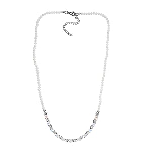 Karis Moon Glow Moonstone and Moonstone 29.75 ctw Necklace 18-20 Inches in Platinum Bond