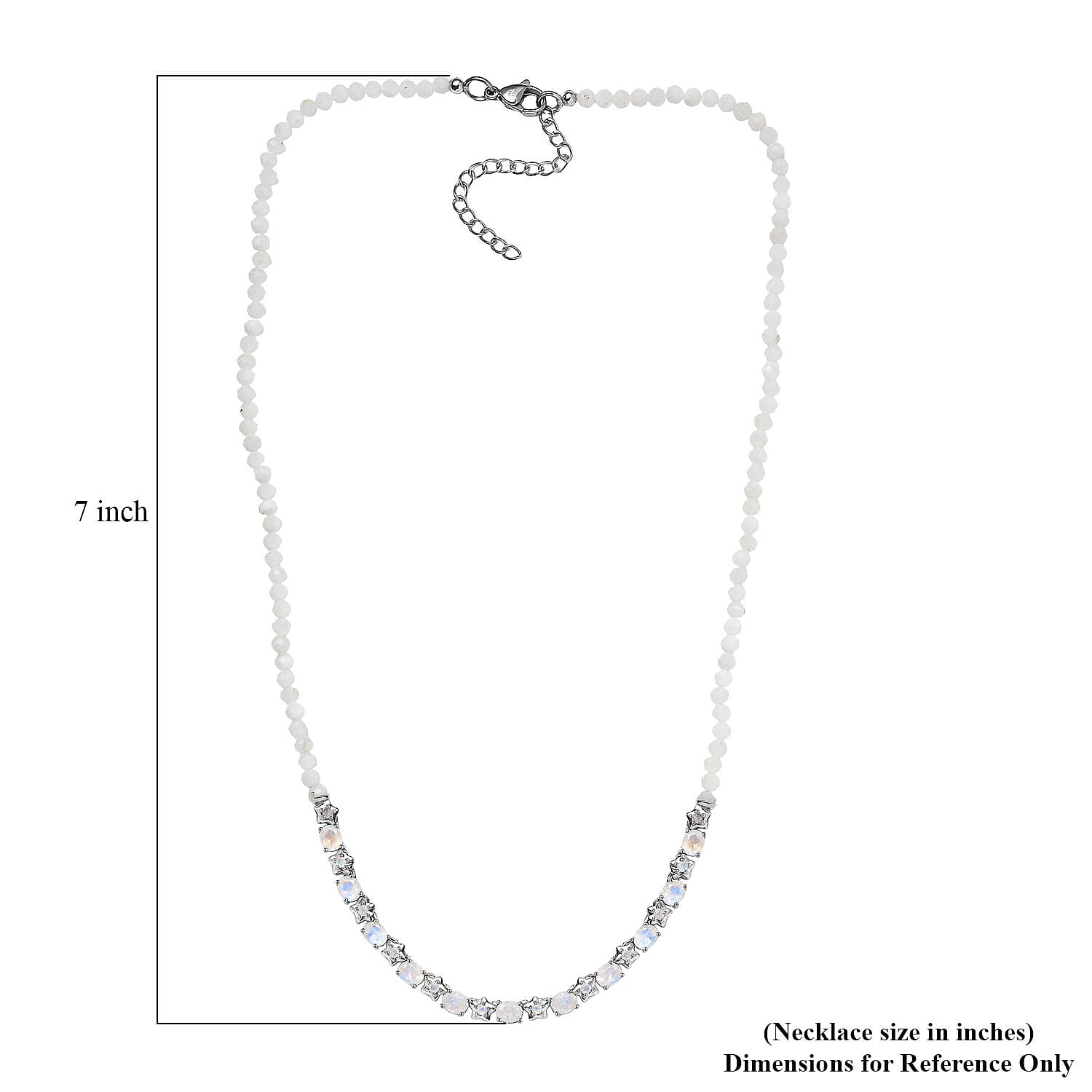 Karis Moon Glow Moonstone and Moonstone 29.75 ctw Necklace 18-20 Inches in Platinum Bond
