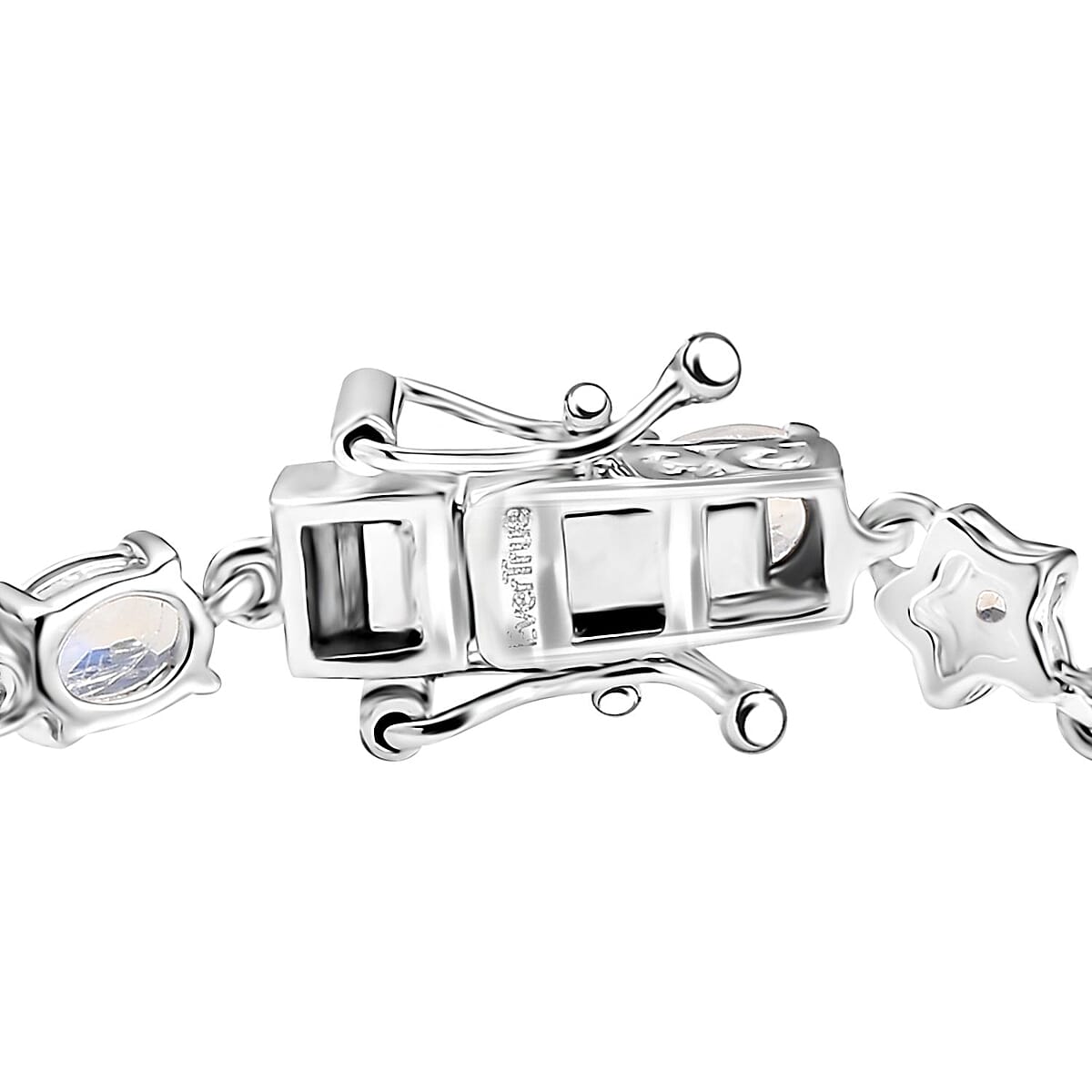 Karis Moon Glow Moonstone 6.00 ctw Moon and Star Bracelet in Platinum Bond (7.25 In) image number 3