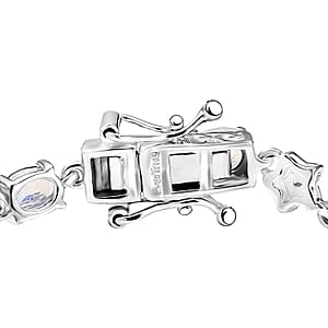Karis Moon Glow Moonstone 6.00 ctw Moon and Star Bracelet in Platinum Bond (7.25 In)
