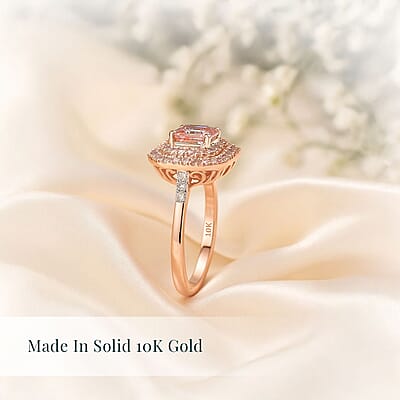 Asscher Cut Luxuriant Lab Grown Pink Diamond (VS), Lab Grown Diamond Ring in 10K Rose Gold 1.55 ctw (Size 10.0)