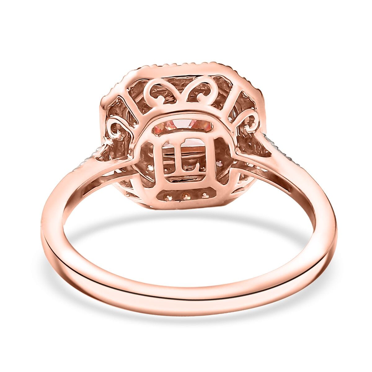 Asscher Cut Luxuriant Lab Grown Pink and White Diamond VS 1.55 ctw Rose Radiance Ring in 10K Rose Gold (Size 10.0) image number 4