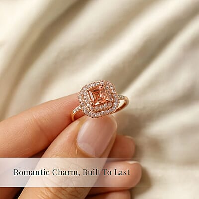 Asscher Cut Luxuriant Lab Grown Pink Diamond (VS), Lab Grown Diamond Ring in 10K Rose Gold 1.55 ctw (Size 10.0)