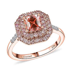 10K Rose Gold Asscher Cut Luxuriant Lab Grown Pink Diamond (IR) (VS), Lab Grown Diamond Rose Radiance Ring (Size 5.5) 1.55 ctw