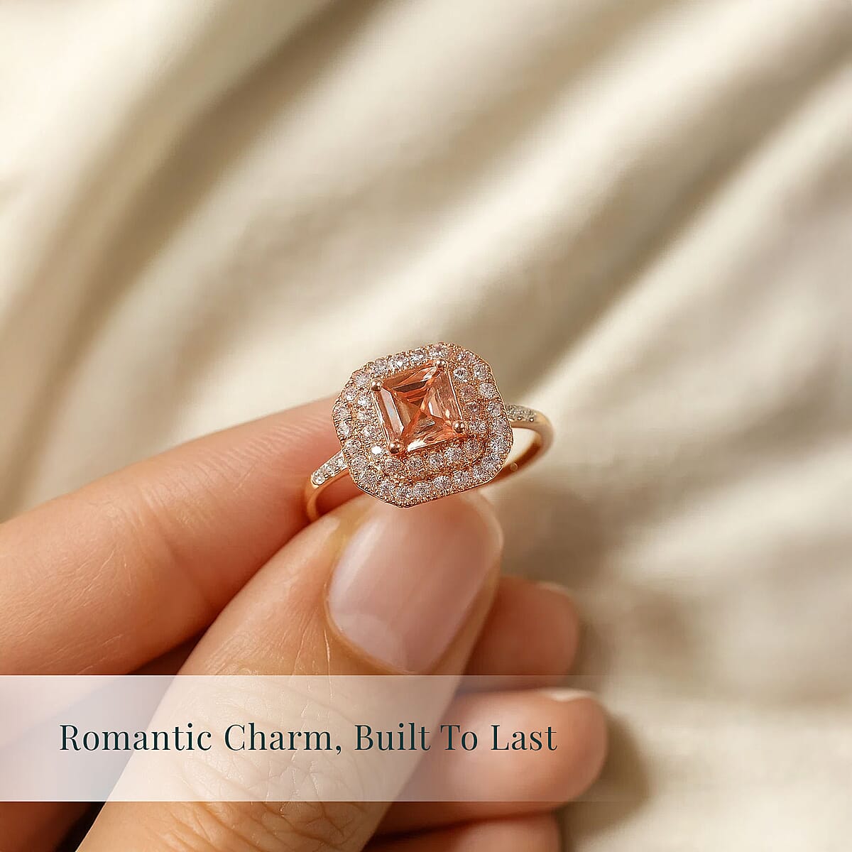 Asscher Cut Luxuriant Lab Grown Pink and White Diamond VS 1.55 ctw Rose Radiance Ring in 10K Rose Gold (Size 8.0) (Del. in 10-12 Days) image number 5