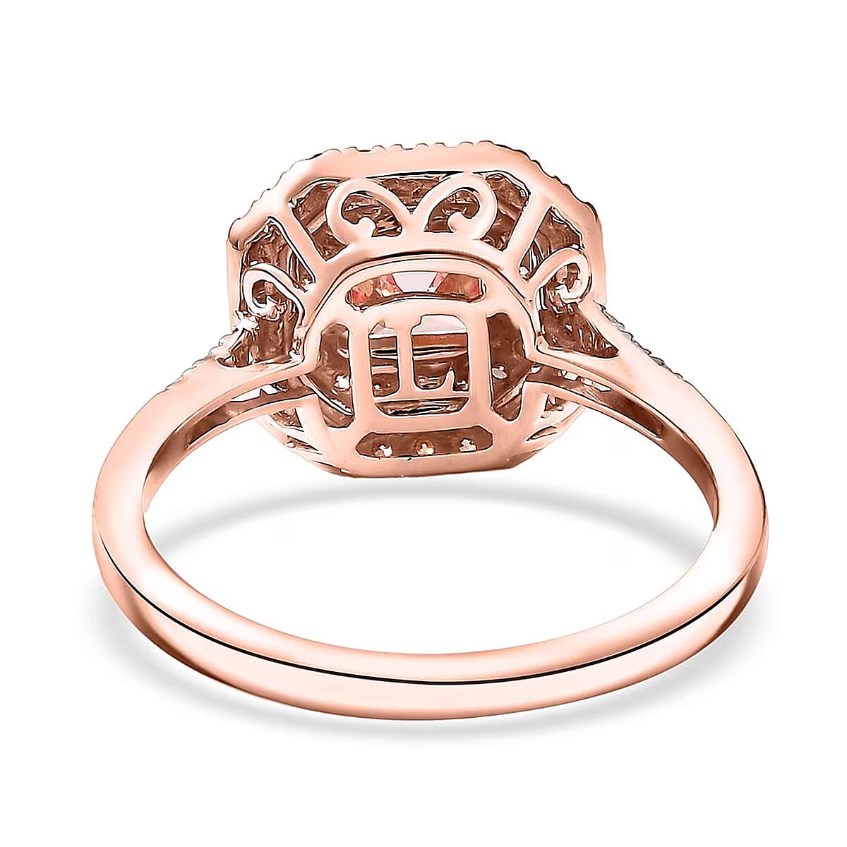 Asscher Cut Luxuriant Lab Grown Pink Diamond (IR) VS and Lab Grown Diamond 1.55 ctw Rose Radiance Ring in 10K Rose Gold (Size 9.0) image number 7