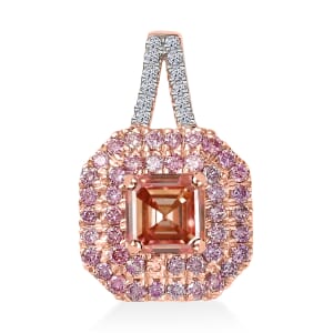 Asscher Cut Luxuriant Lab Grown Pink and White Diamond (VS) 1.50 ctw Rose Radiance Pendant without Necklace in 10K Rose Gold