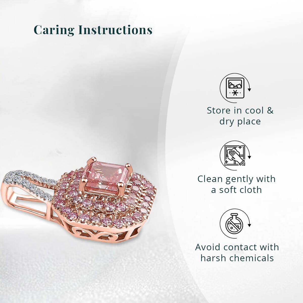 Asscher Cut Luxuriant Lab Grown Pink Diamond (IR) (VS) and Lab Grown Diamond 1.50 ctw Rose Radiance Pendant without Necklace in 10K Rose Gold image number 6