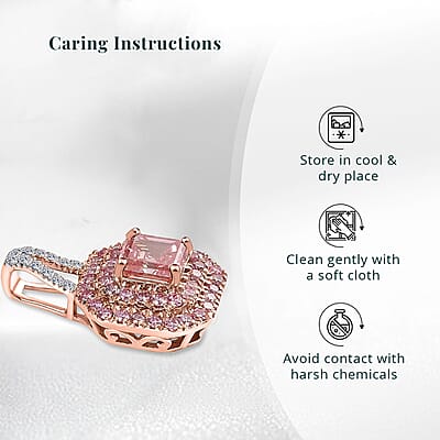 Asscher Cut Luxuriant Lab Grown Pink Diamond (IR) (VS) and Lab Grown Diamond 1.50 ctw Rose Radiance Pendant without Necklace in 10K Rose Gold